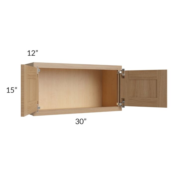Asheville Rift Oak Shaker 30x15 Wall Cabinet