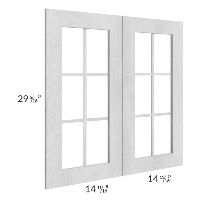 Heather Grey Shaker 30x30 Mullion Glass Doors Only with Glass Included