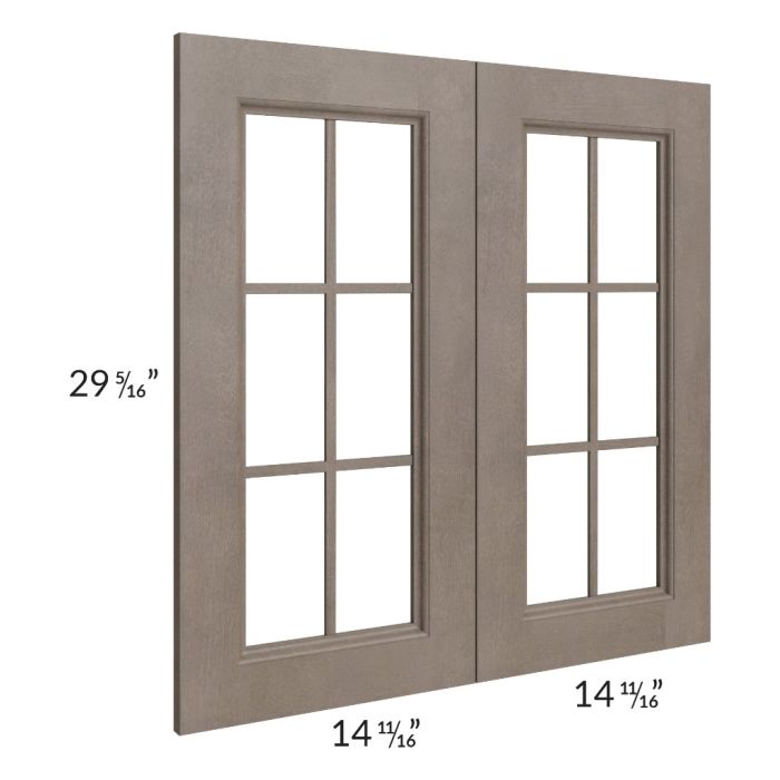 Providence Natural Grey 30x30 Mullion Glass Doors Only with Glass Included