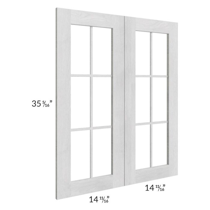 Heather Grey Shaker 30x36 Mullion Glass Doors Only with Glass Included