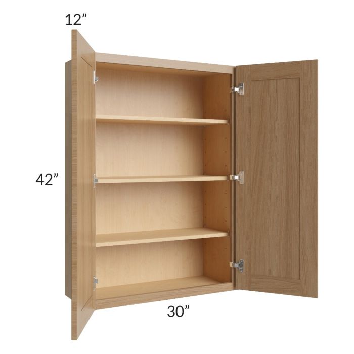 Asheville Rift Oak Shaker 30x42 Wall Cabinet