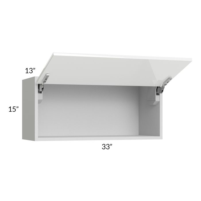 Milan White Gloss 33x15 Lift-Up Door Wall Cabinet