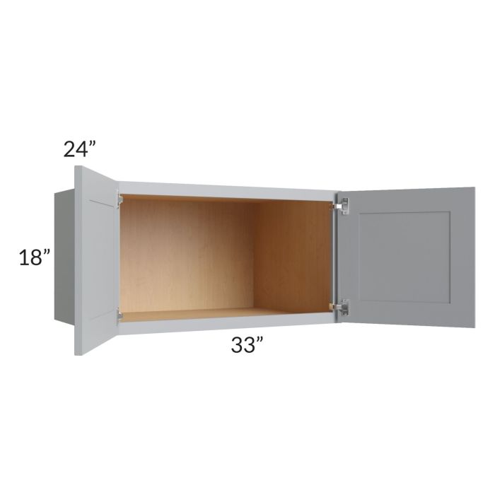 Asheville Grey Shaker 33x18x24 Wall Cabinet