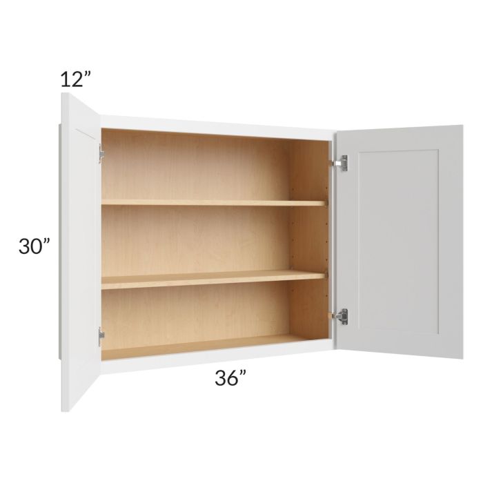 Asheville White Shaker 36x30 Wall Cabinet