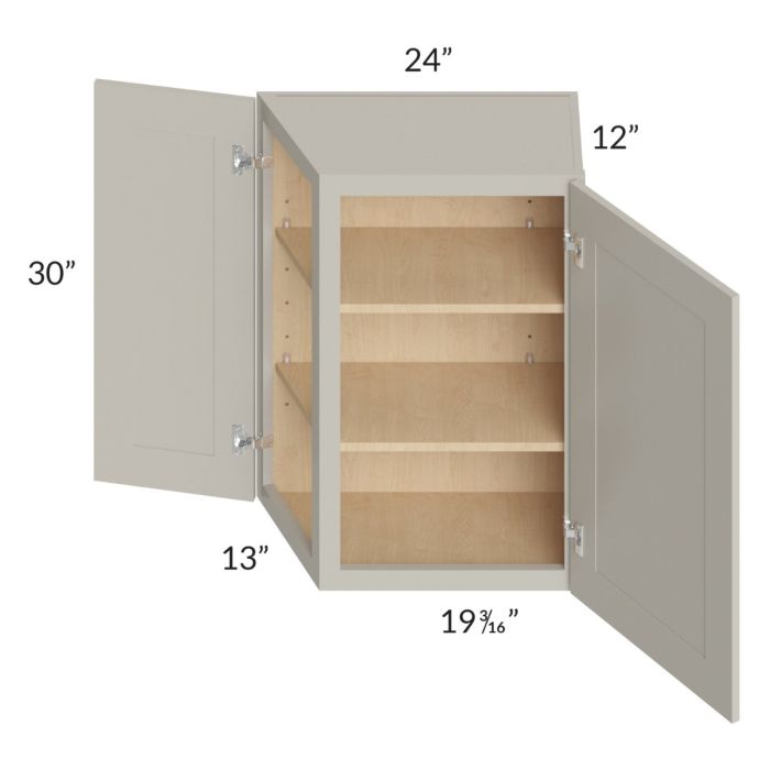 Stratton Light Grey Shaker 24x30 Wall End Angle Cabinet