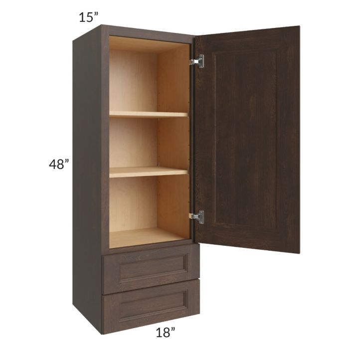 Tuscan Kona Brown 18x48x15 Wall Cabinet with Drawers