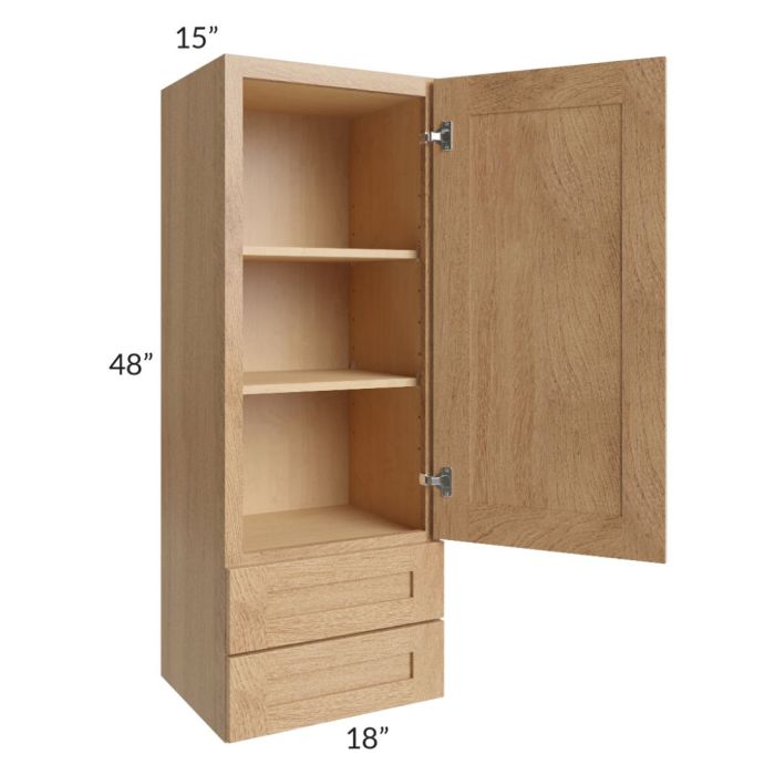Midtown Timber Shaker 18x48x15 Wall Cabinet with Drawers