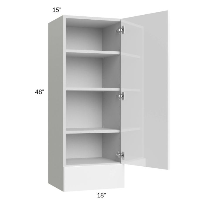 Milan White Gloss 18x48x15 Wall Cabinet with Drawers