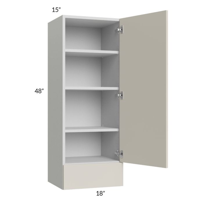 Milan Beige Matte 18x48x15 Wall Cabinet with Drawers