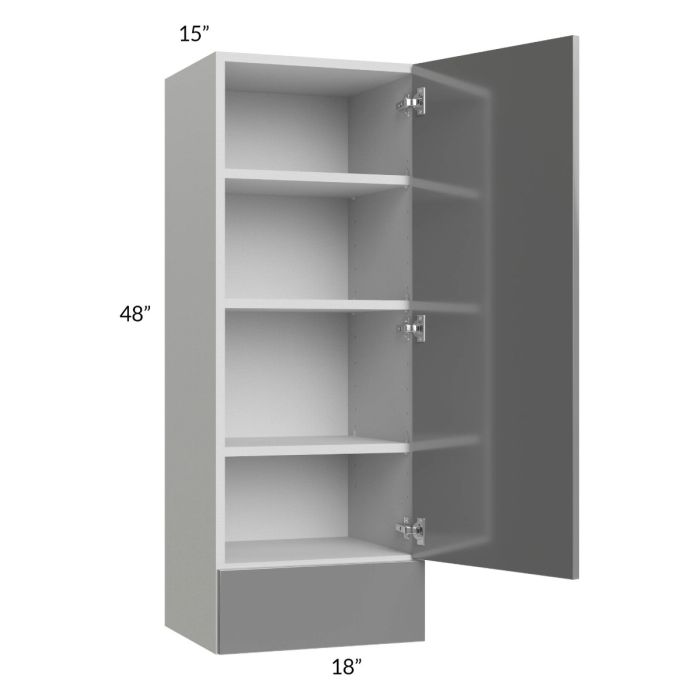 Milan Grey Gloss 18x48x15 Wall Cabinet with Drawers