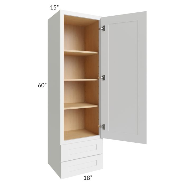 Midtown White Shaker 18x60x15 Wall Cabinet with Drawers