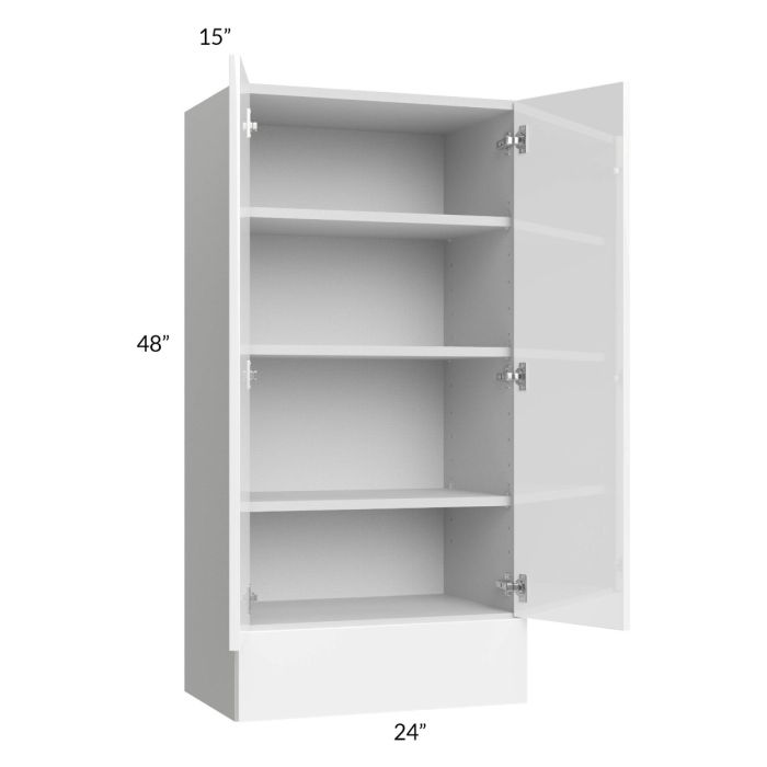 Milan White Gloss 24x48x15 Wall Cabinet with Drawers