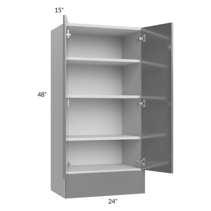 Milan Grey Gloss 24x48x15 Wall Cabinet with Drawers
