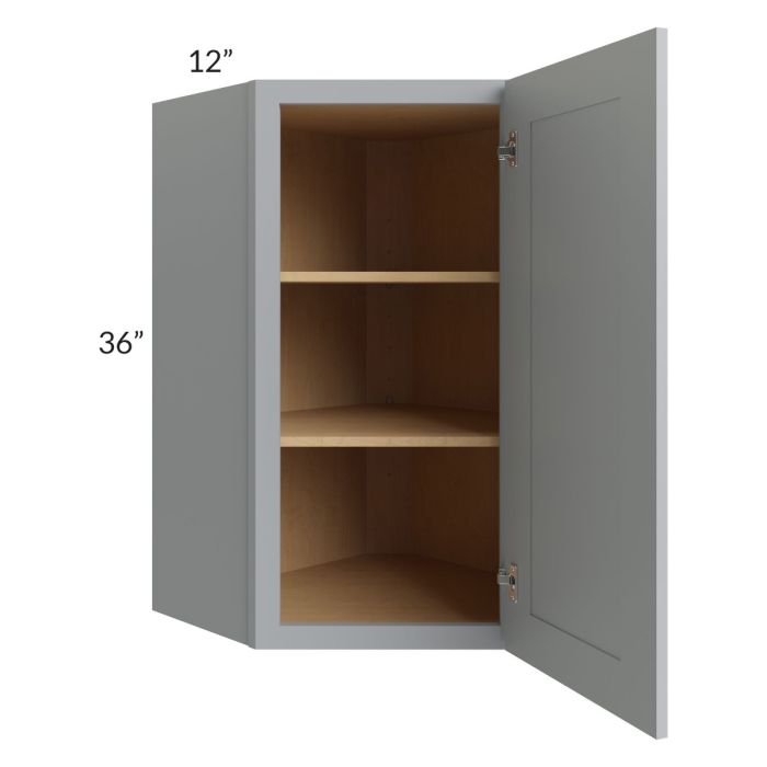 Asheville Grey Shaker 24x36 Diagonal Corner Wall Cabinet