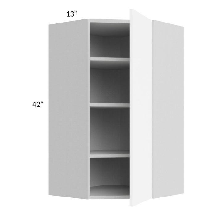 Milan White Matte 24x42 Diagonal Corner Wall Cabinet