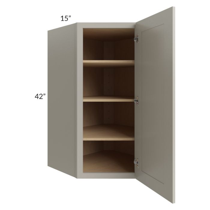 Stratton Light Grey Shaker 27x42 Wall Diagonal Corner Cabinet