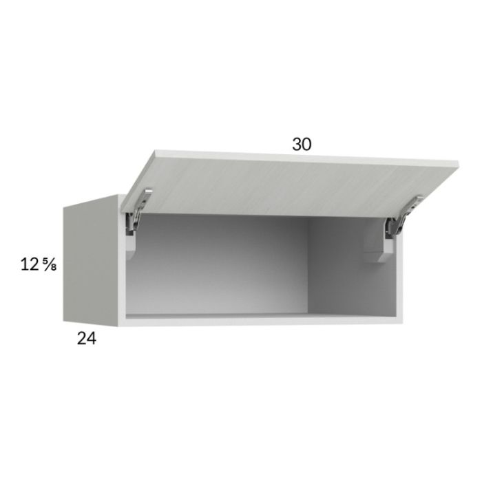 Euro White Grain 30x12-5/8x24 Flip Up Door Wall Cabinet