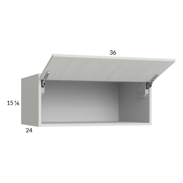 Euro White Grain 36x15-1/8x24 Flip Up Door Wall Cabinet