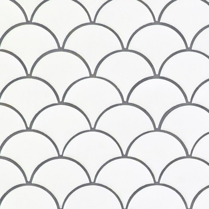 White Glossy Fish Scale Mosaic Wall Tile