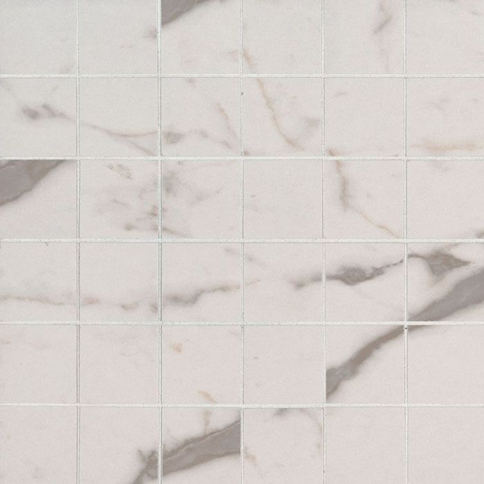 White Vena 2" x 2" Mosaic Ceramic Tile