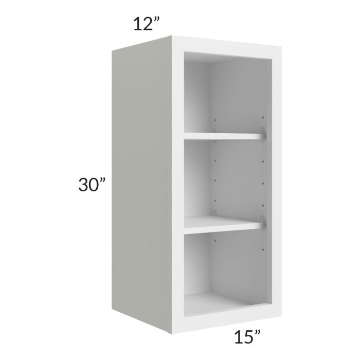 Asheville White Shaker 15x30 Wall Open Cabinet