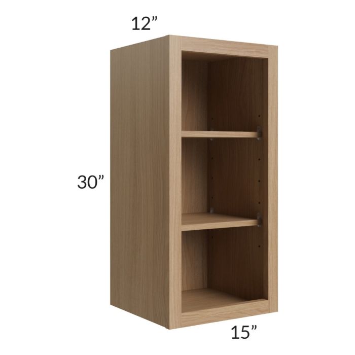 Asheville Rift Oak Shaker 15x30 Wall Open Cabinet
