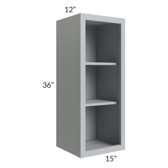 Asheville Grey Shaker 15x36 Wall Open Cabinet