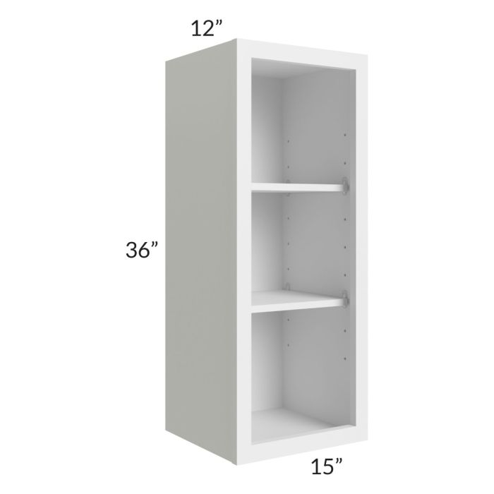 Asheville White Shaker 15x36 Wall Open Cabinet