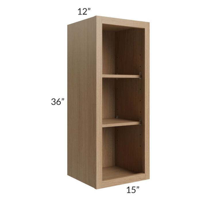Asheville Rift Oak Shaker 15x36 Wall Open Cabinet