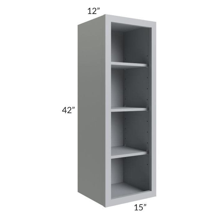 Asheville Grey Shaker 15x42 Wall Open Cabinet