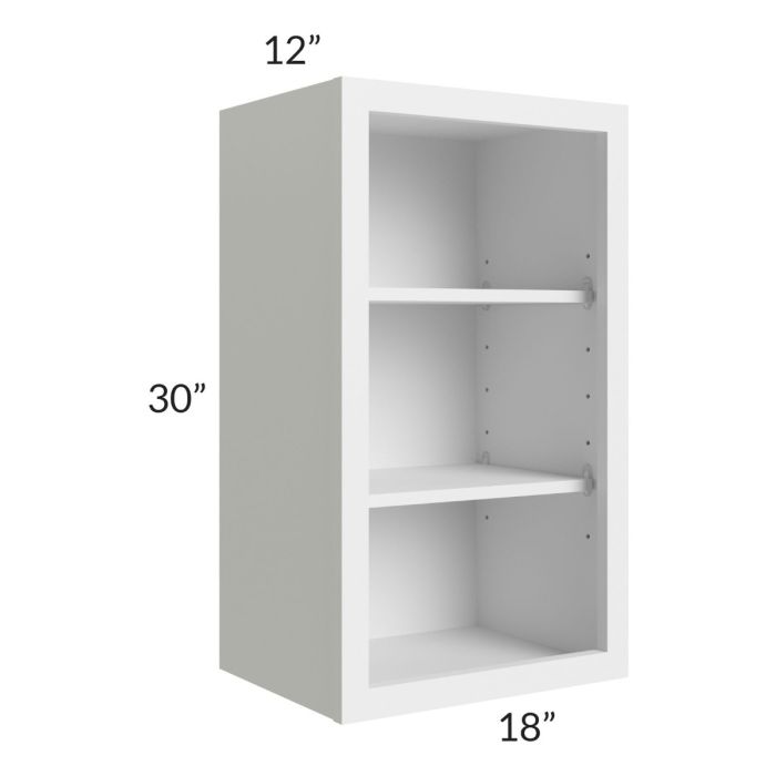 Asheville White Shaker 18x30 Wall Open Cabinet