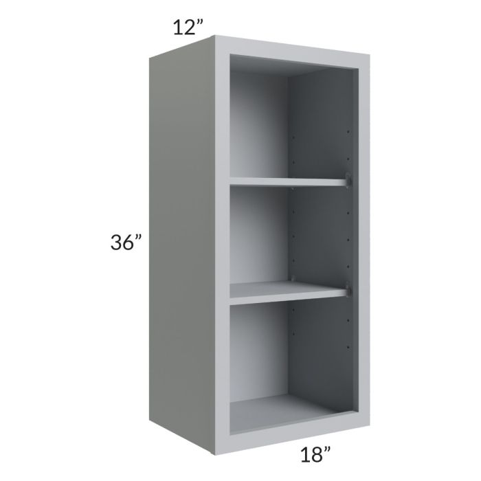 Asheville Grey Shaker 18x36 Wall Open Cabinet