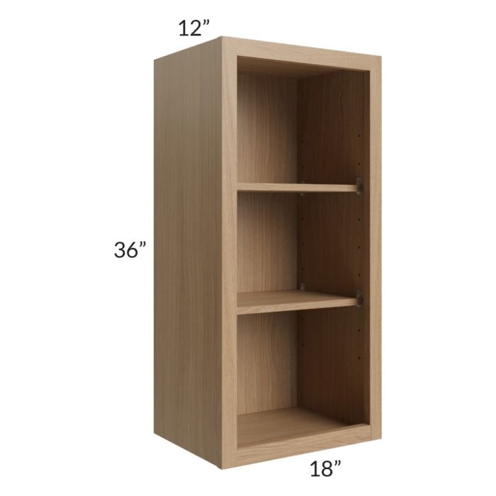 Asheville Rift Oak Shaker 18x36 Wall Open Cabinet