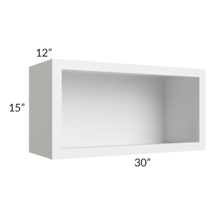 Asheville White Shaker 30x15 Wall Open Cabinet
