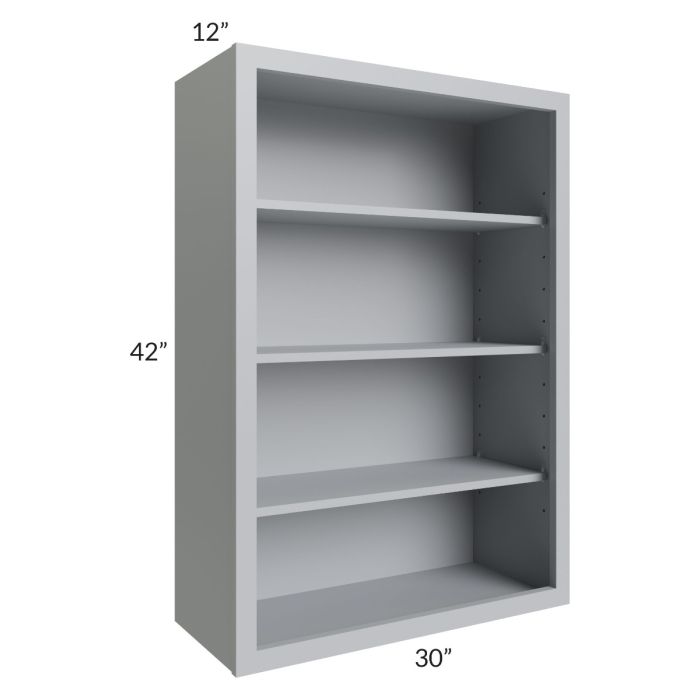 Asheville Grey Shaker 30x42 Wall Open Cabinet