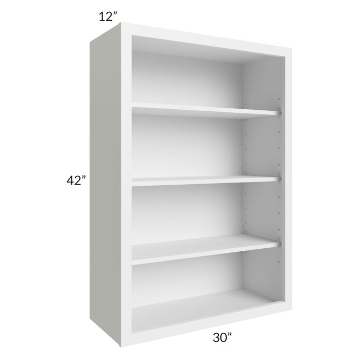 Asheville White Shaker 30x42 Wall Open Cabinet