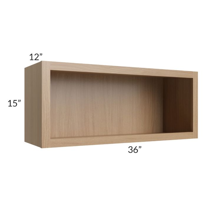 Asheville Rift Oak Shaker 36x15 Wall Open Cabinet