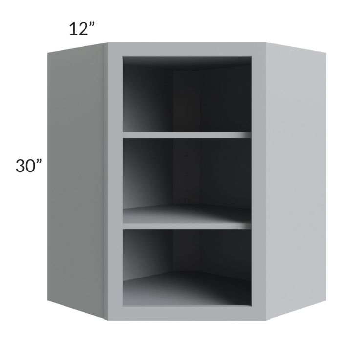 Asheville Grey Shaker 24x30 Wall Diagonal Corner Open Cabinet