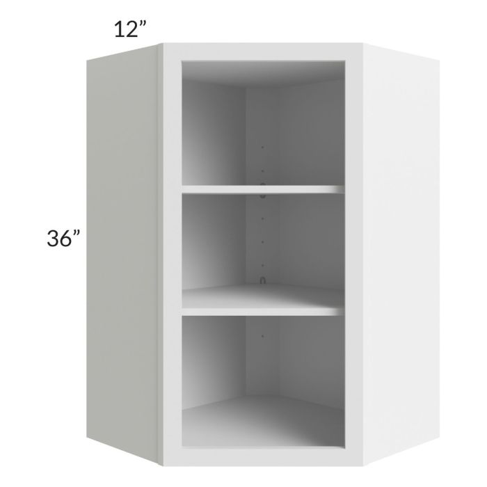 Asheville White Shaker 24x36 Wall Diagonal Corner Open Cabinet