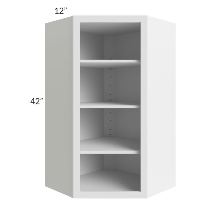 Asheville White Shaker 24x42 Wall Diagonal Corner Open Cabinet