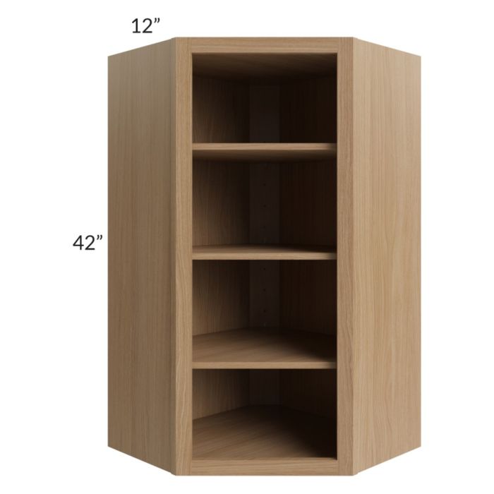 Asheville Rift Oak Shaker 24x42 Wall Diagonal Corner Open Cabinet