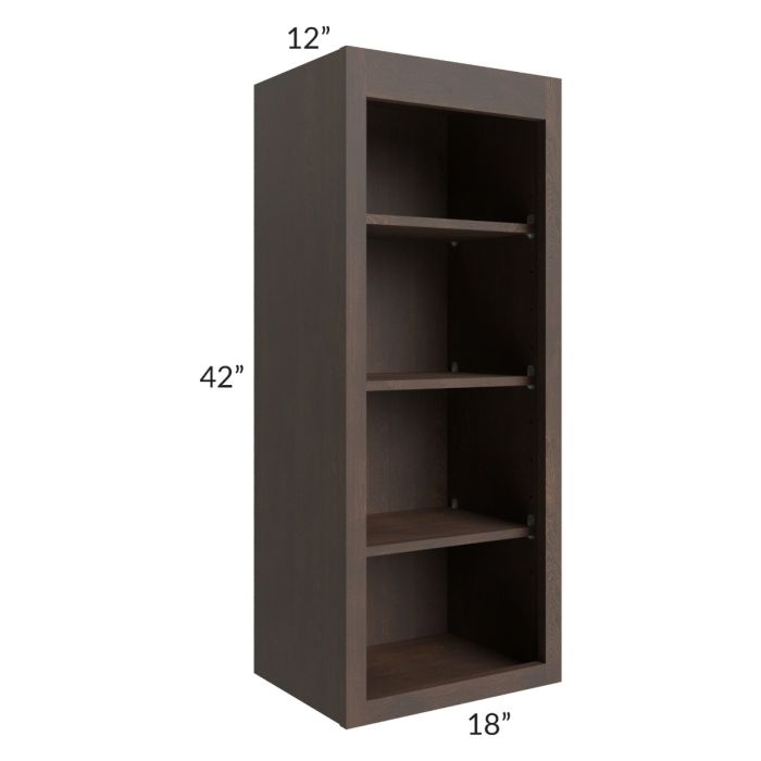 Tuscan Kona Brown 18x42 Wall Open Shelf Cabinet