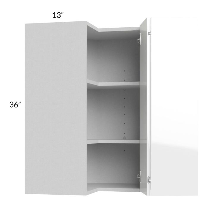 Milan White Gloss 24x36 Square Corner Wall Cabinet