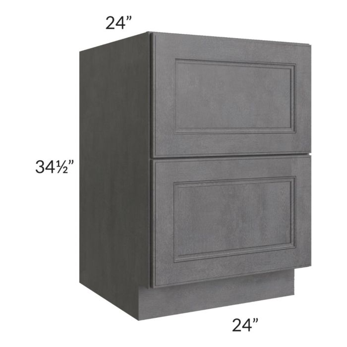 Stone Grey 24" 2-Drawer Base Cabinet