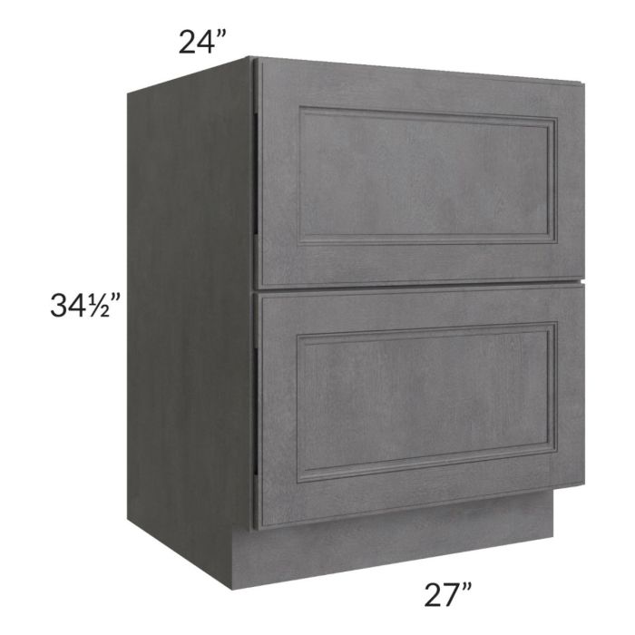 Stone Grey 27" 2-Drawer Base Cabinet