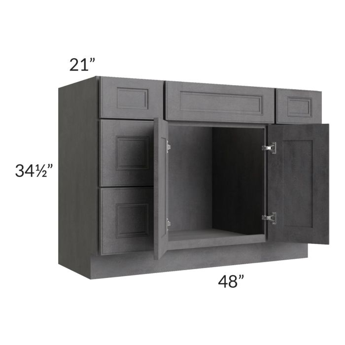 Stone Grey 48" Vanity Sink Base Cabinet with Drawers