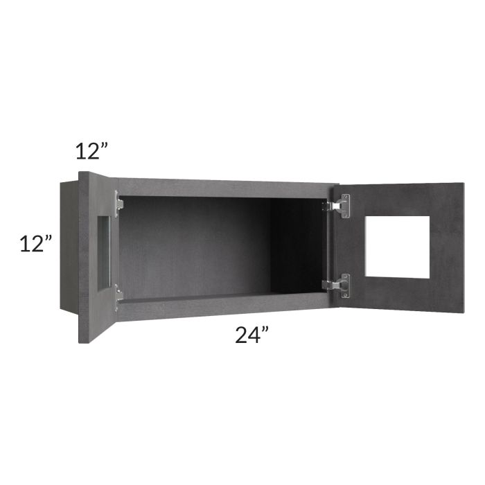 Stone Grey 24x12 Decorative Wall Cabinet with Plain Glass