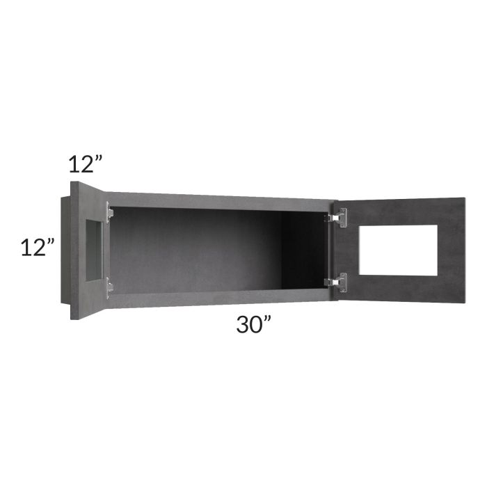 Stone Grey 30x12 Decorative Wall Cabinet with Plain Glass