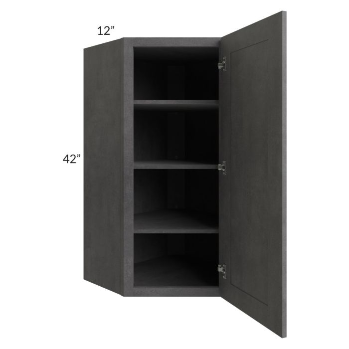 Stone Grey 24x42 Diagonal Corner Wall Cabinet