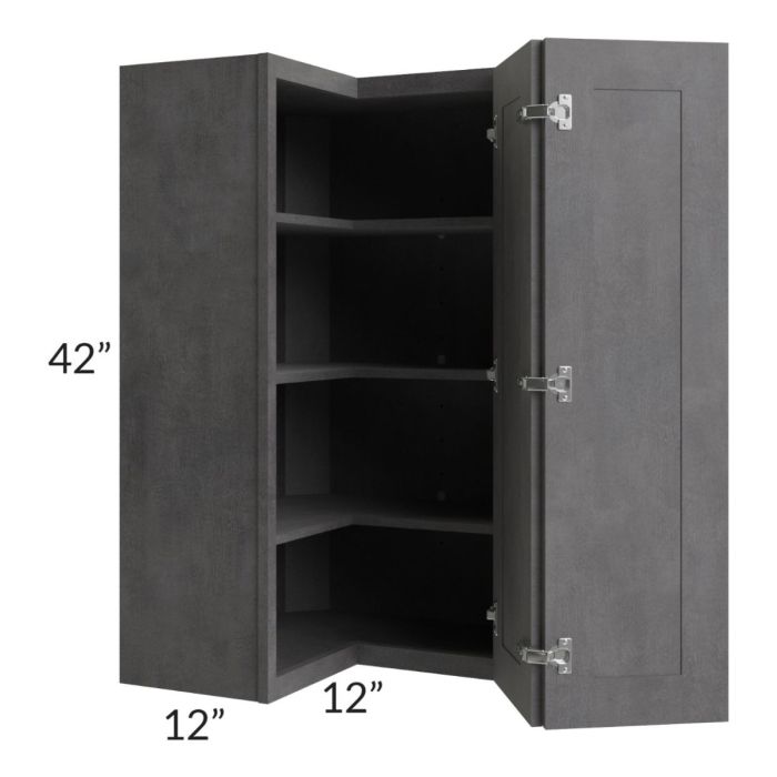 Stone Grey 24x42 Easy Reach Corner Wall Cabinet